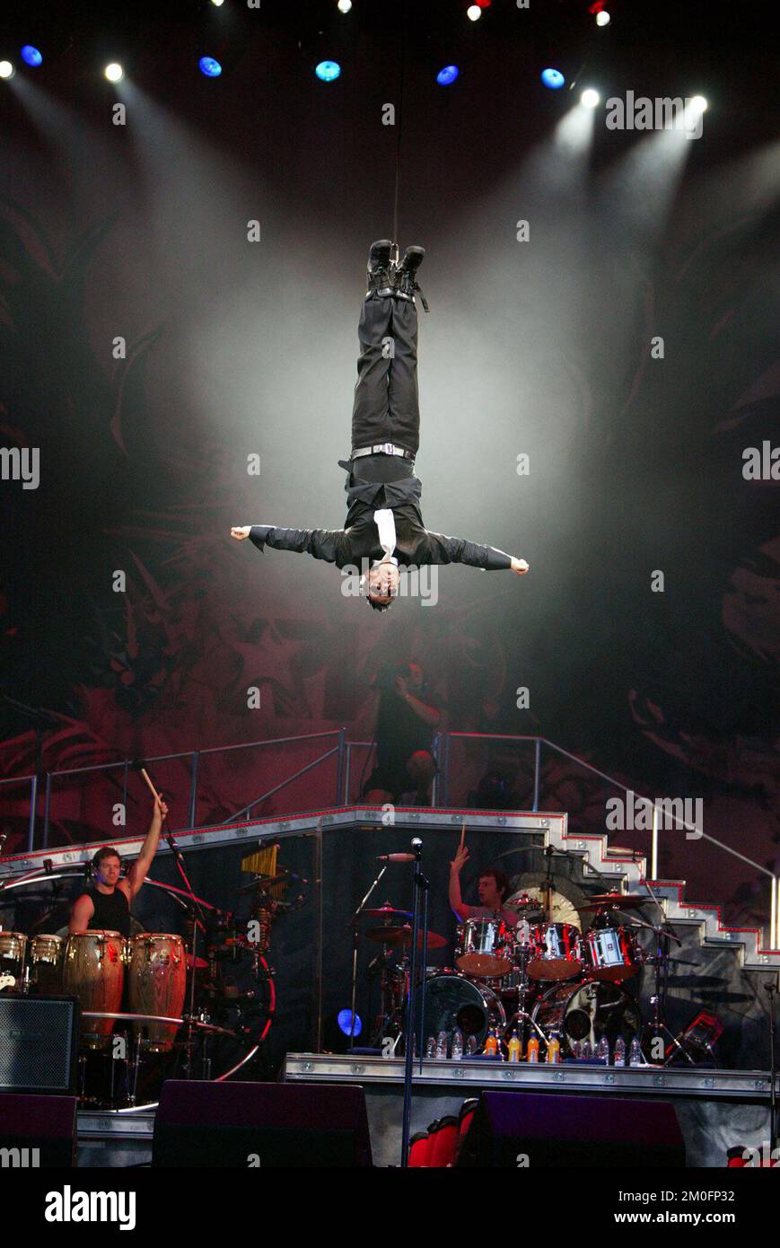 Copenhague, Danemark. Robbie Williams en concert. Banque D'Images