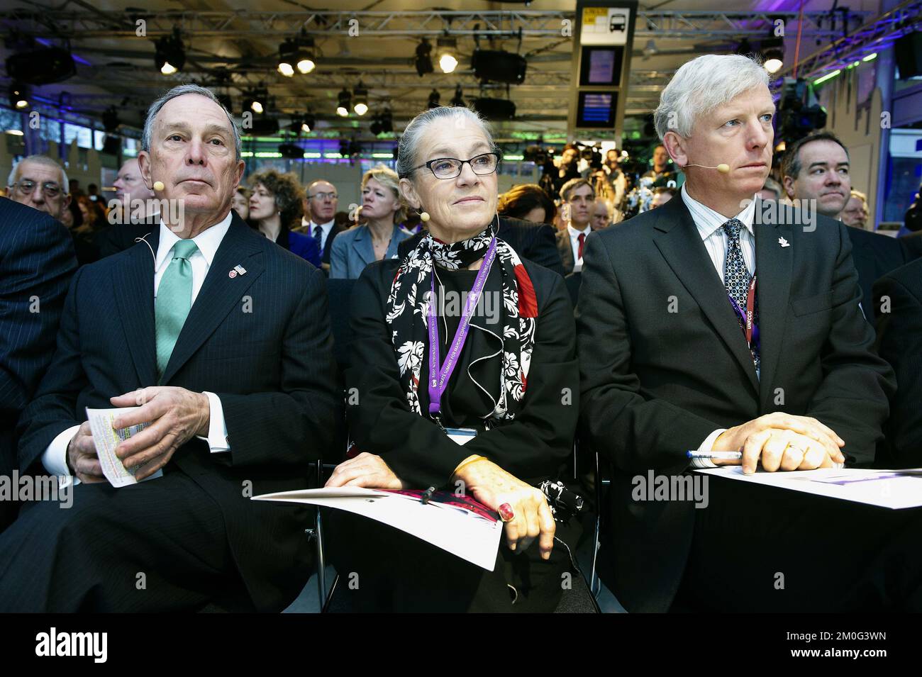 Le maire de New York, Michael Bloomberg, le maire de Copenhague, Ritt Bjerregaard, et le maire de Toronto, David Miller, à l'ouverture de la réunion sur le climat de Mayors, « future City », sur la place de la ville de Copenhague. Banque D'Images