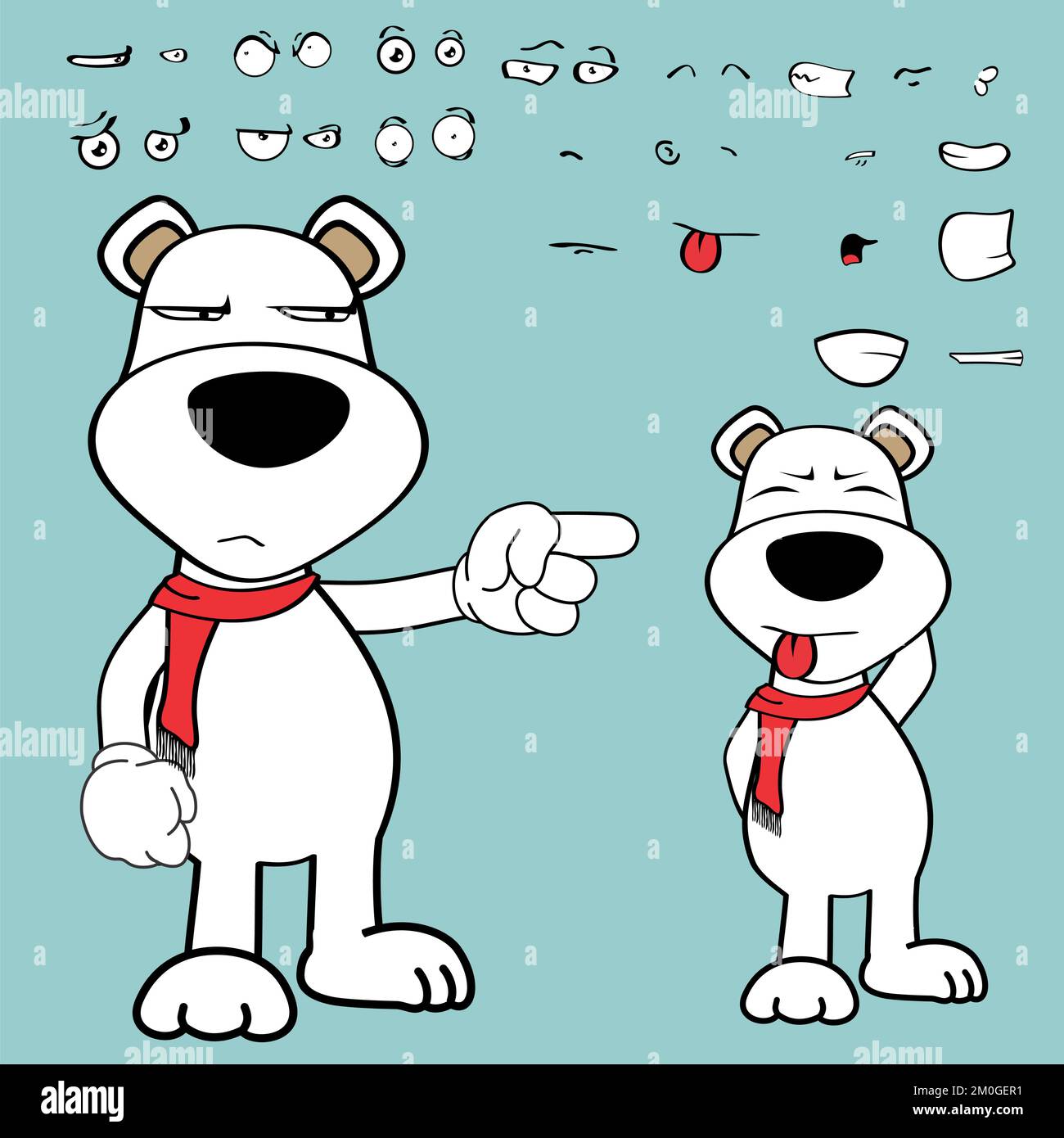 personnage de dessin animé de personnage d'ours polaire grincheux, expressions kawaii définies au format vectoriel Illustration de Vecteur