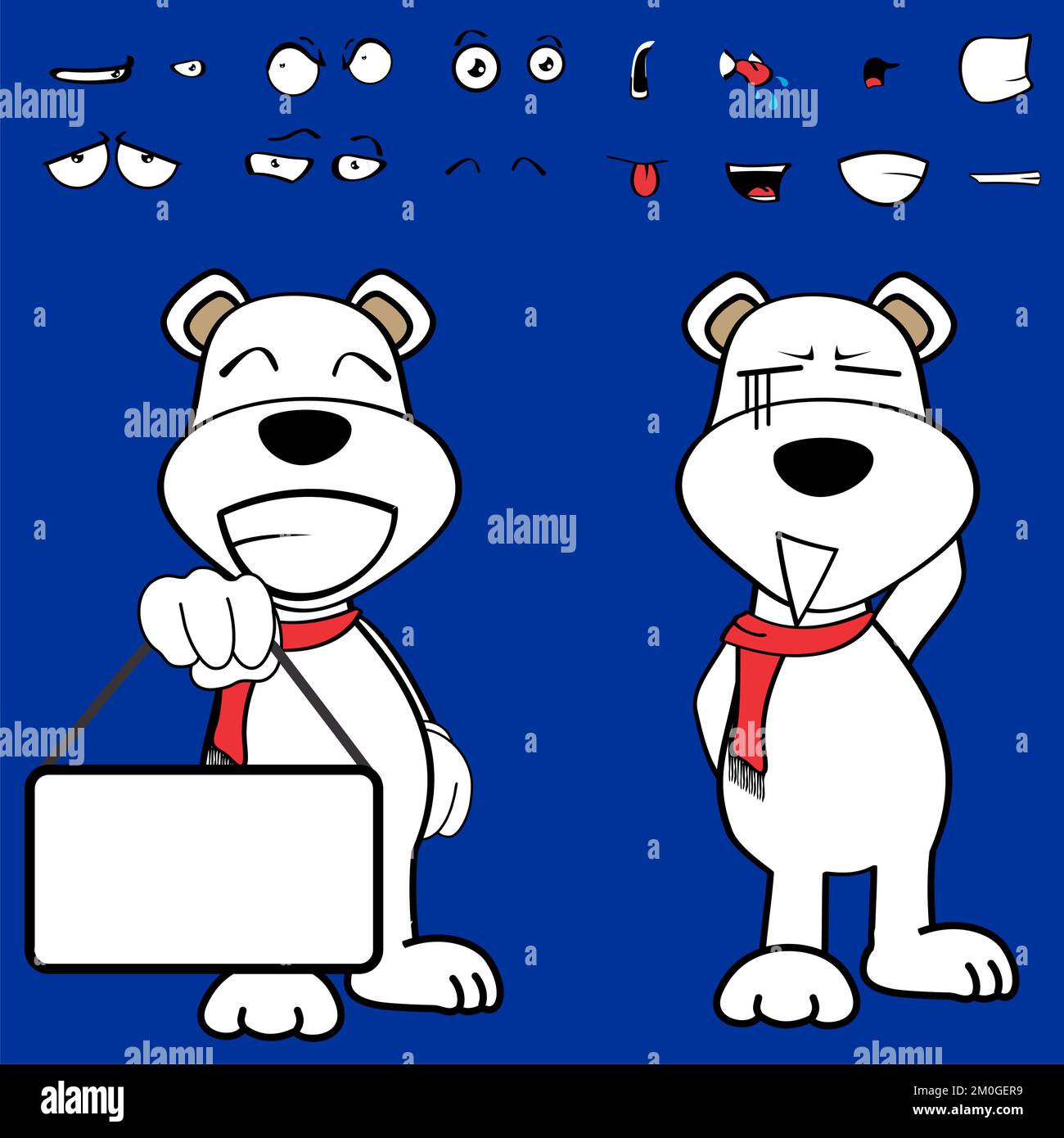 les expressions kawaii de dessin animé de personnage d'ours polaire debout sont définies au format vectoriel Illustration de Vecteur