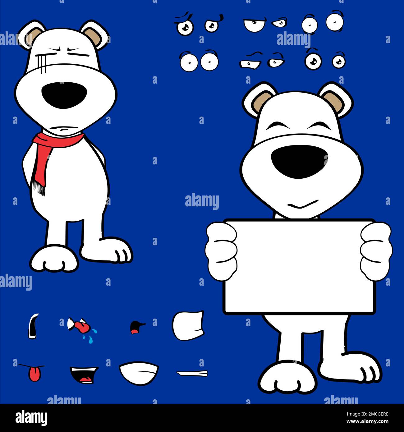 les expressions kawaii de dessin animé de personnage d'ours polaire mignon sont définies au format vectoriel Illustration de Vecteur