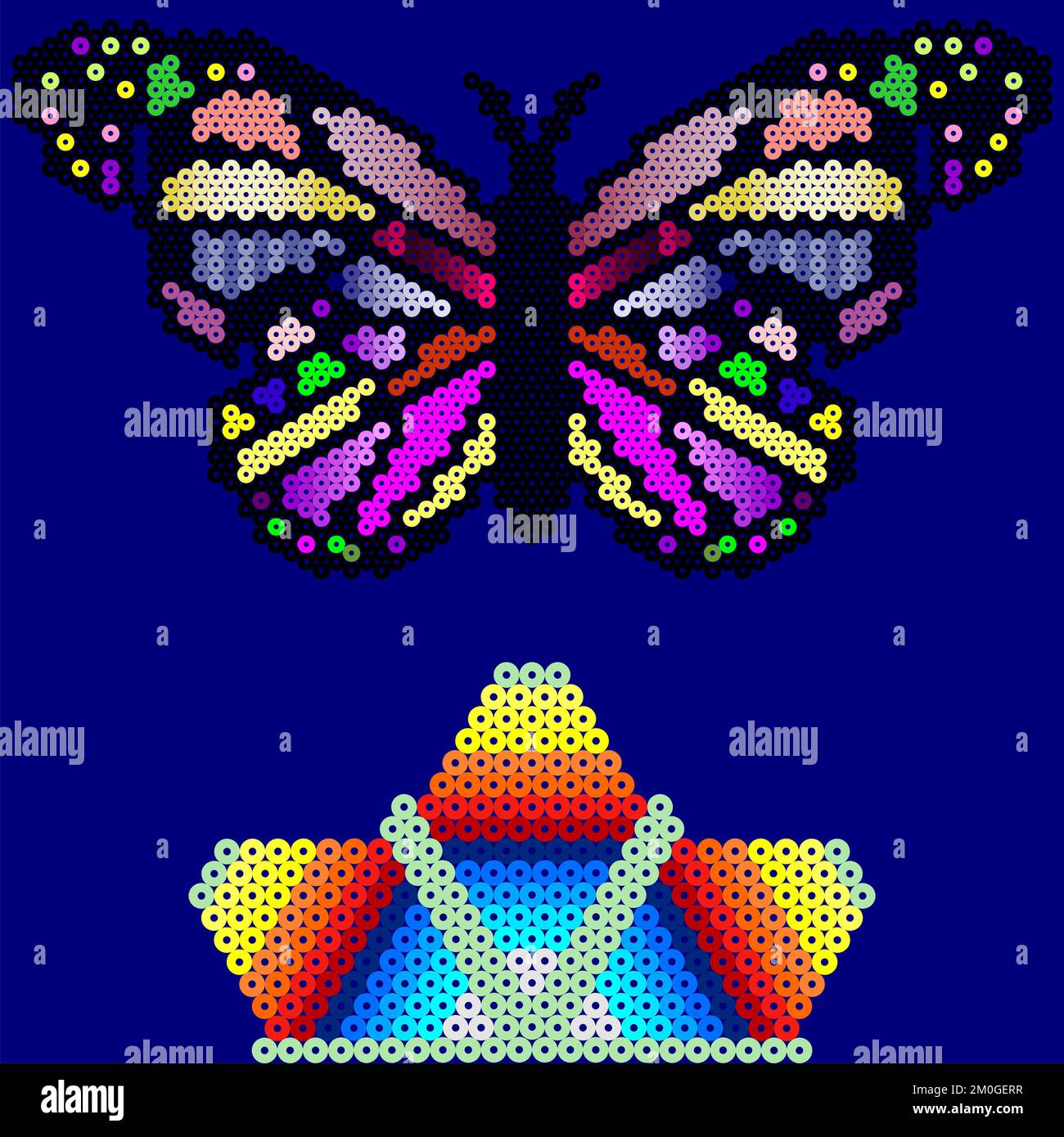 illustration vectorielle papillon de style mexicain coloré. Peut être mis en mosaïque Illustration de Vecteur