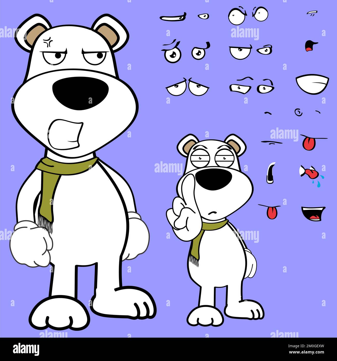 les expressions kawaii de personnage de dessin animé d'ours polaire en colère sont au format vectoriel Illustration de Vecteur