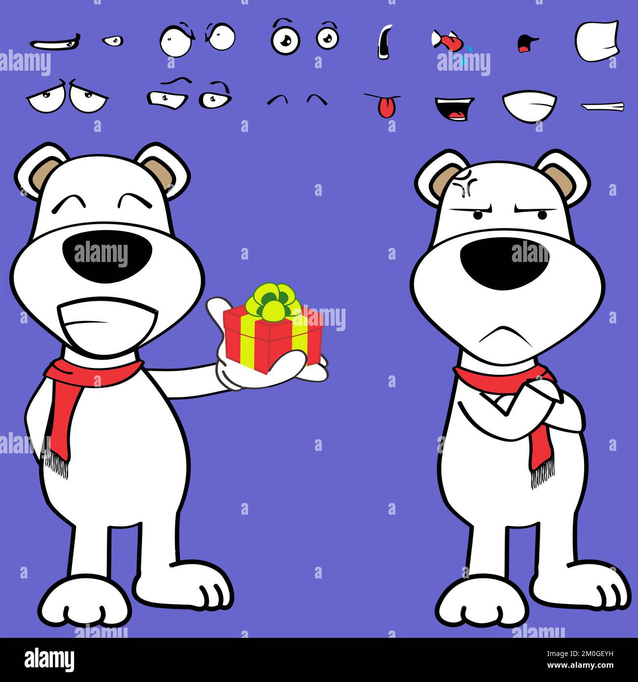 les expressions kawaii de personnage de dessin animé de personnage d'ours polaire debout en colère sont au format vectoriel Illustration de Vecteur