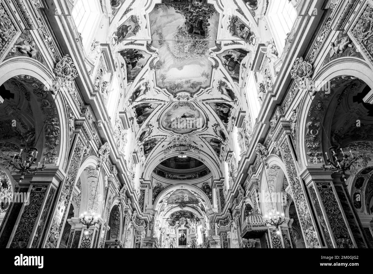 L'intérieur de l'église du Gesu (également connue sous le nom de Casa Prodessa), Palerme, Sicile, Italie. Banque D'Images