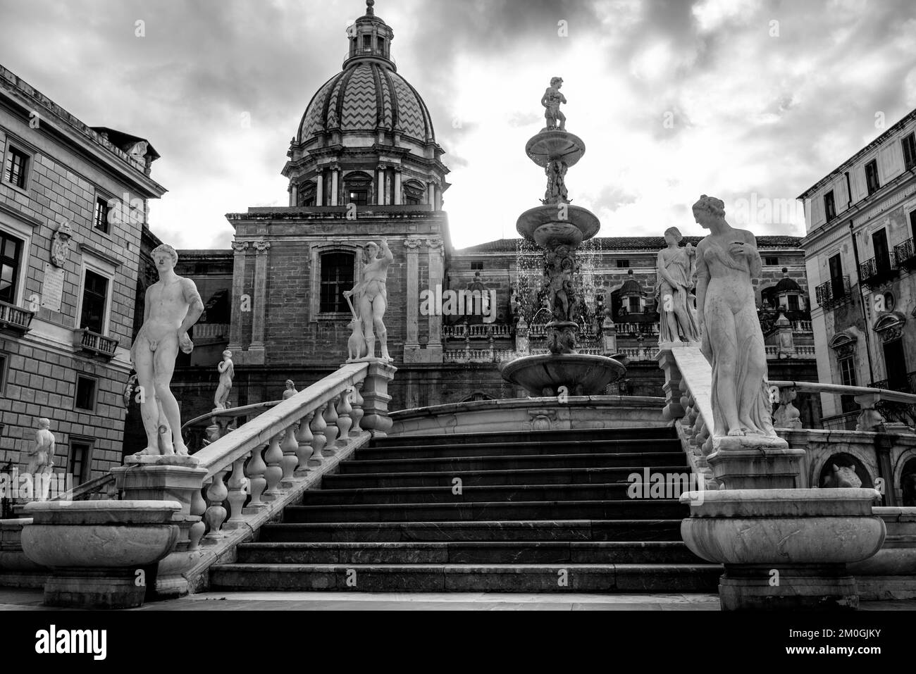 Fontaine de Pretoria, Palerme, Sicile, Italie. Banque D'Images