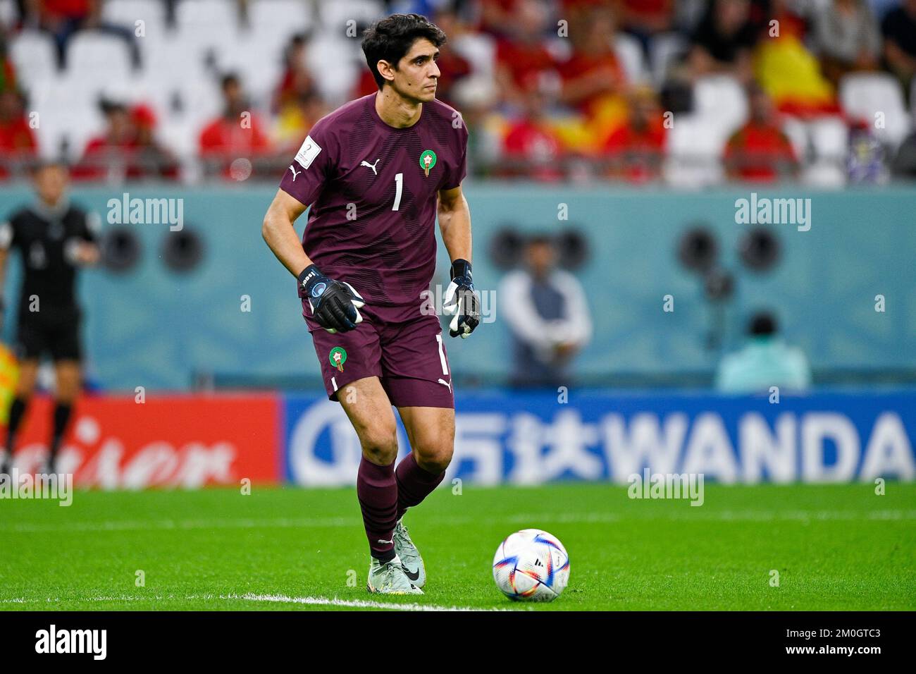 AL RAYYAN, QATAR - DÉCEMBRE 6 : Yassine Bounou du Maroc pendant la ronde de 16 - coupe du monde de la FIFA Qatar 2022 match entre le Maroc et l'Espagne au stade de la ville d'éducation sur 6 décembre 2022 à Al Rayyan, Qatar (photo de Pablo Morano/BSR Agency) Banque D'Images