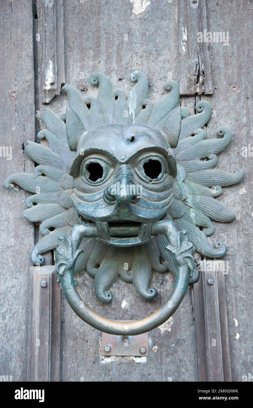 Sancturary Knocker.Durham Cathedral, Durham, Co Durham, Tyne and Wear, Royaume-Uni. La cathédrale de Durham est une cathédrale normande, construite entre 1093 et 1133. . Banque D'Images