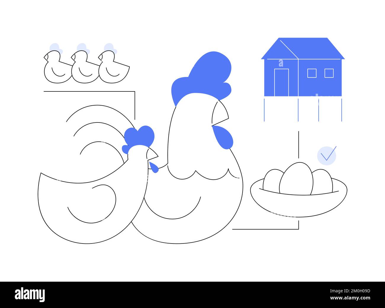 Illustration vectorielle abstraite de concept de poulet et d'œufs à la course libre. Illustration de Vecteur