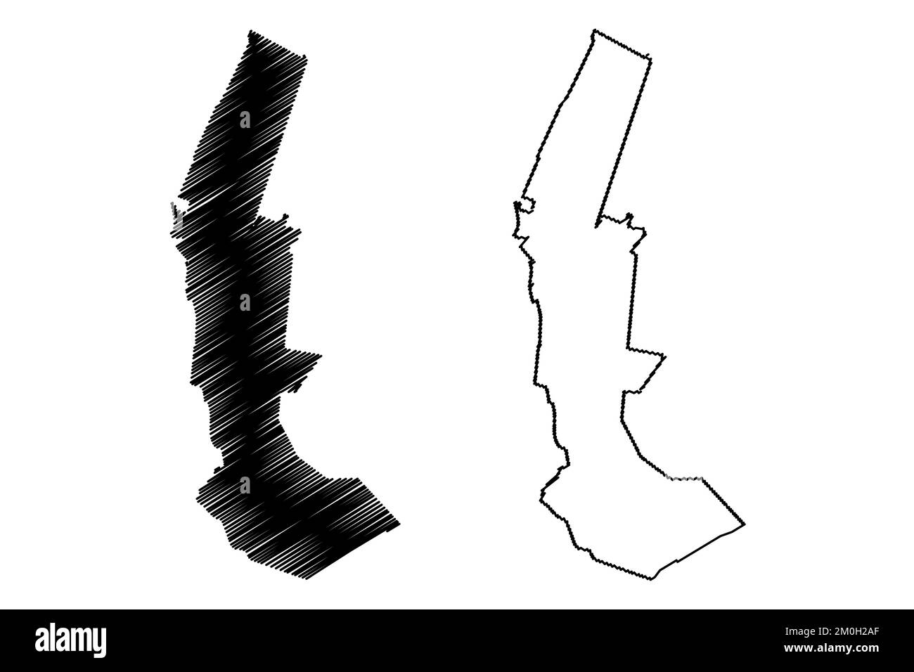 Municipalité de Sierra Mojada (État libre et souverain de Coahuila de Zaragoza, Mexique, États-Unis mexicains) illustration vectorielle, croquis à griffonnage Illustration de Vecteur