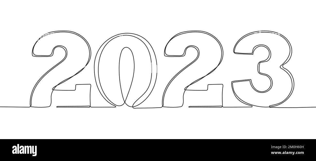 2023 nouvel an continu, vecteur de numéros de ligne. La ligne art 2023 an est illustrée. Illustration de Vecteur