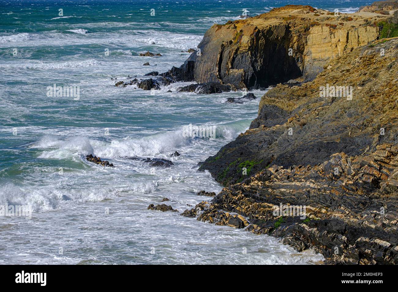 Portugal, Alentejo, Parc naturel du sud-ouest Alentejano et Costa Vicentina, paysage, falaise Banque D'Images