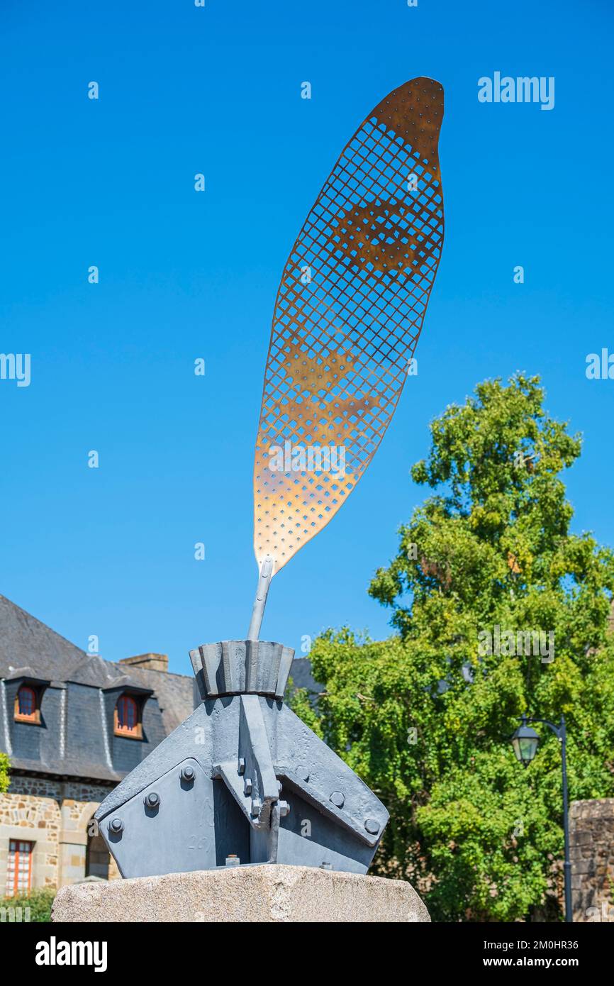 France, Ille-et-Vilaine, Fougères, ancien couvent des Clarisses urbanistes, ici mille baisers, Juliette Drouet, anamorphose de Marc Didou Banque D'Images