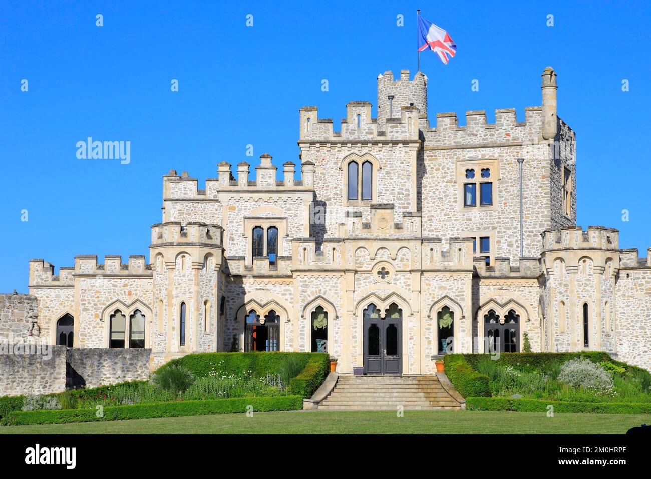 France, pas de Calais, Côte d'Opale, Boulonnais, Condette, réserve naturelle régionale Condette Marsh, château Hardelot du 19th siècle vu de la cour Banque D'Images