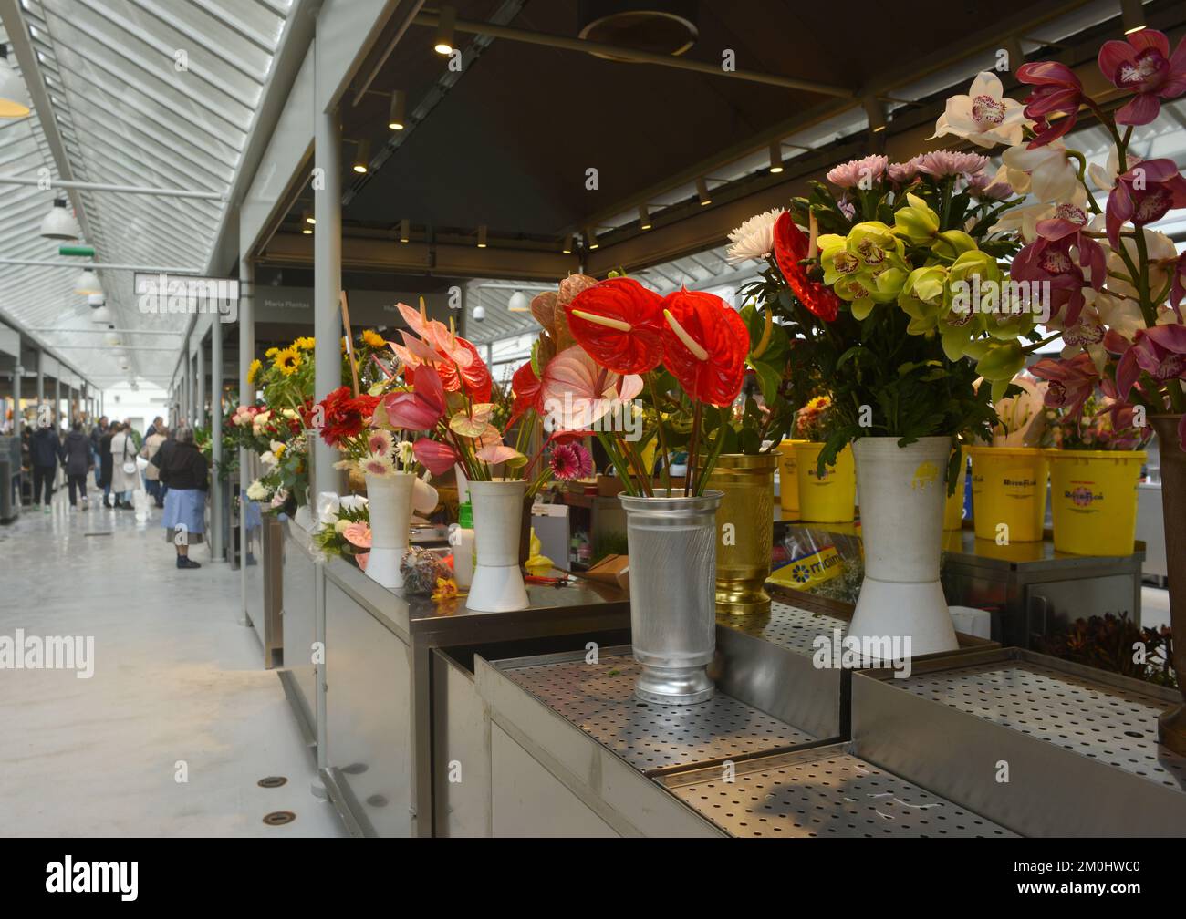 Fleurs dans le marché Bolhao à Porto, en Europe Banque D'Images