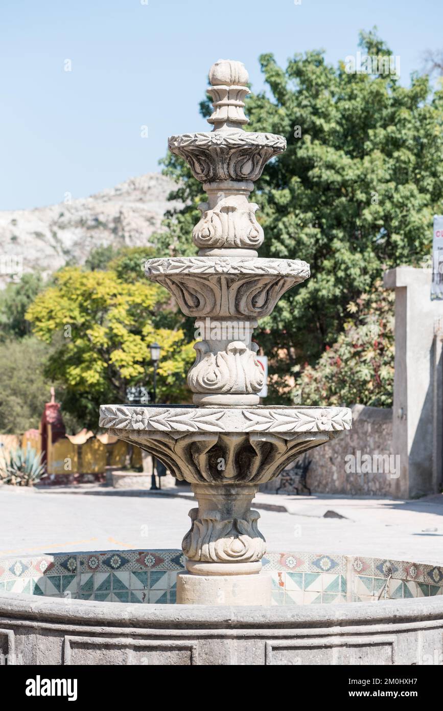 Fontaine à la Villa de San Sebastián Bernal, Mexique Banque D'Images