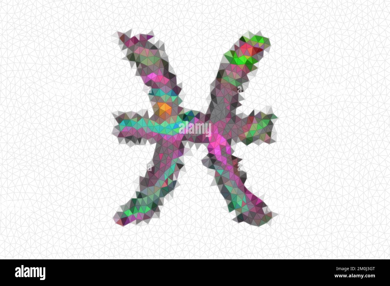 Panneau Zodiac de poissons, fond coloré d'art polygonal Banque D'Images