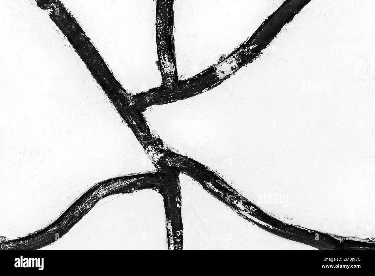 Mur en ciment blanc clair avec motif noir abstrait peinture texture style design fond en béton. Banque D'Images