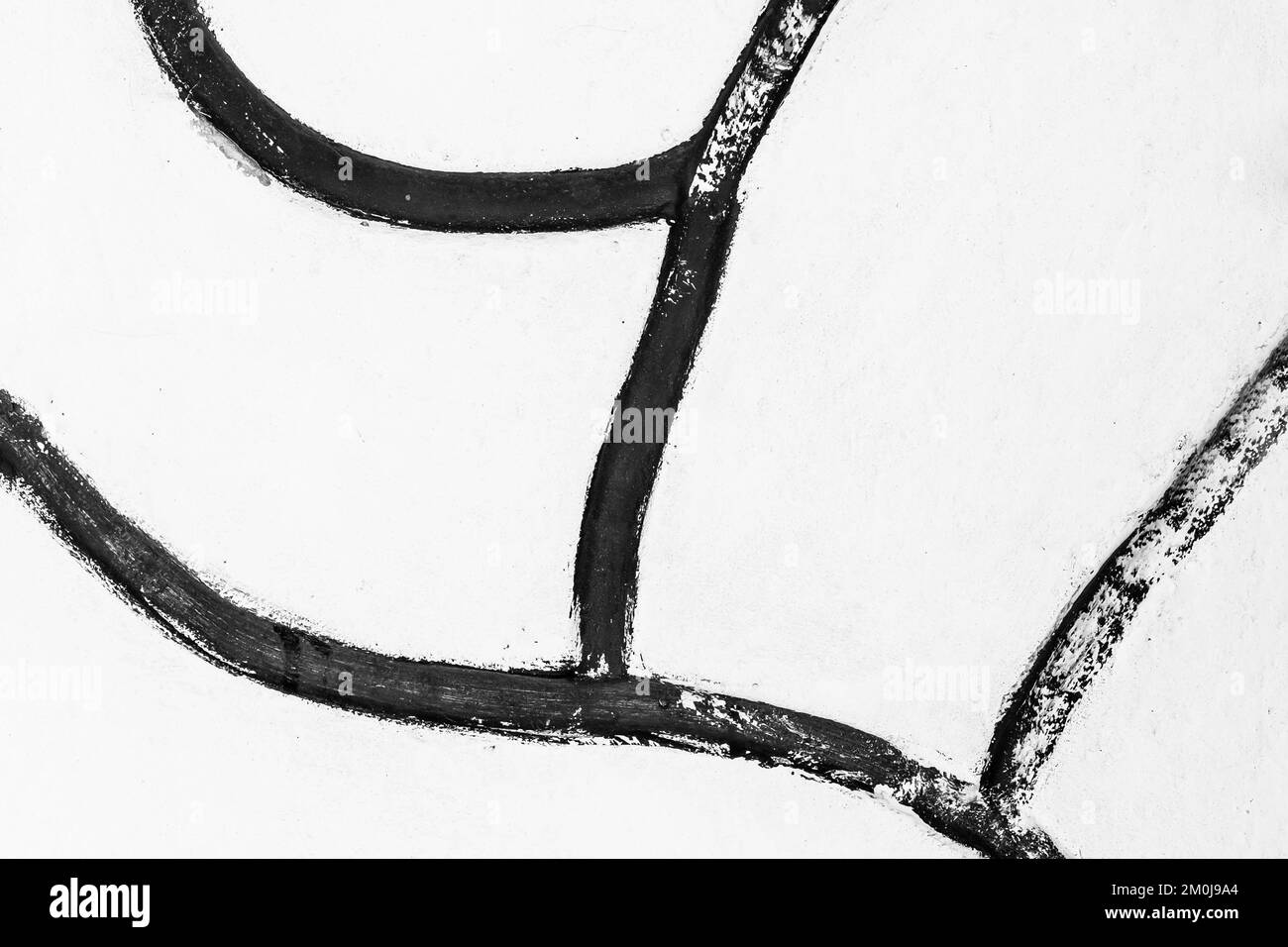 Mur en ciment blanc clair avec motif noir abstrait peinture texture style design fond en béton. Banque D'Images