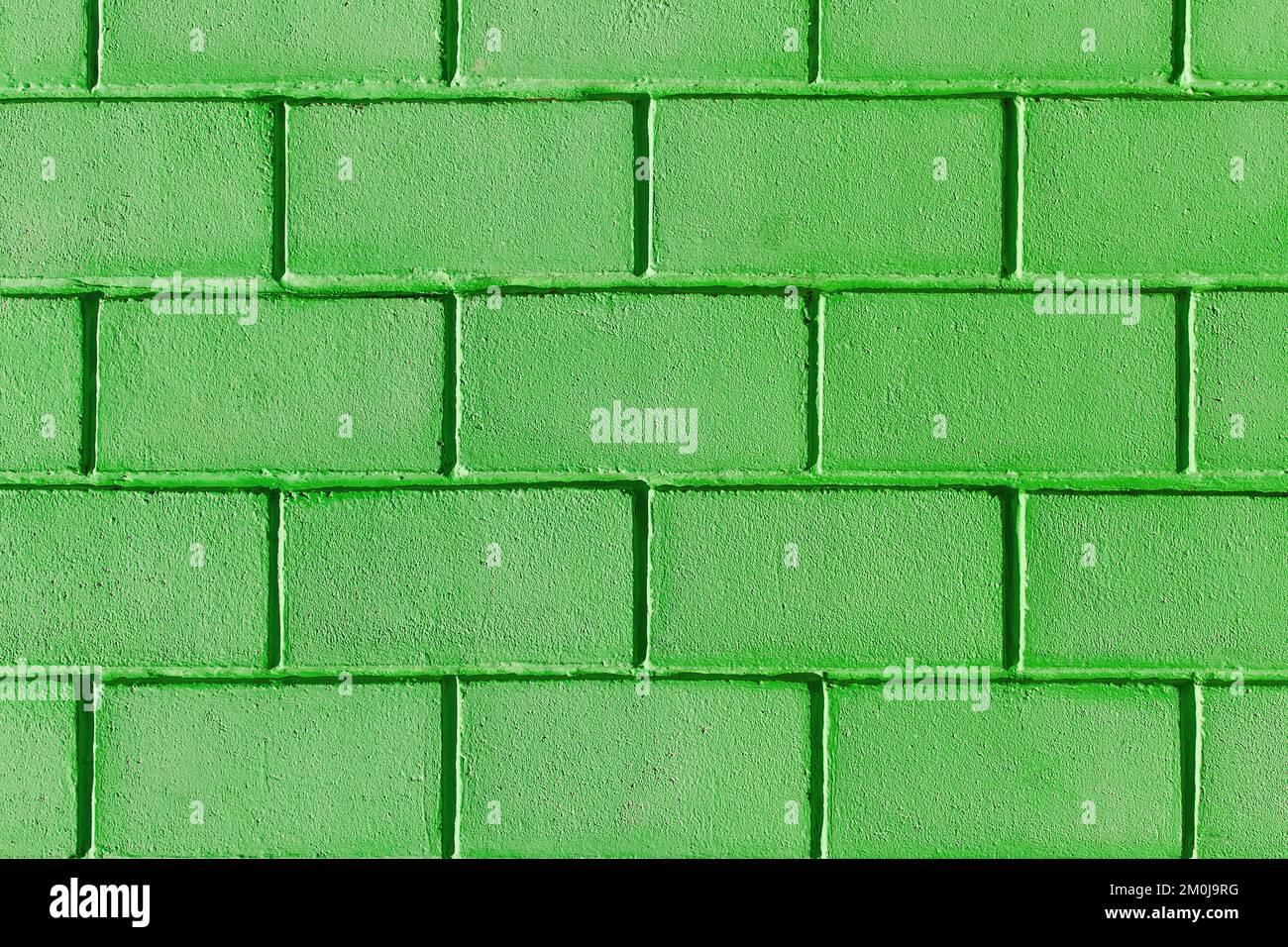 Vert verdant peinture mur briques blocs extérieur façade texture arrière-plan maison abstraite maison. Banque D'Images