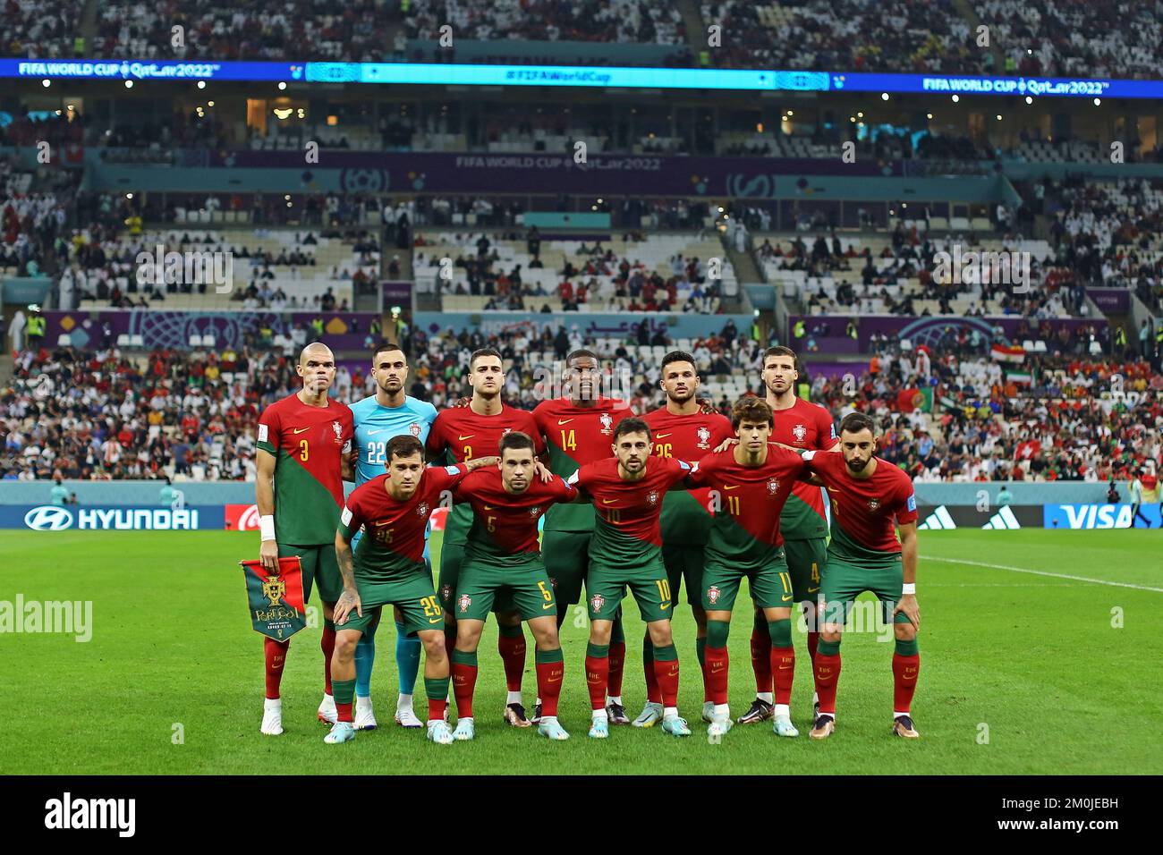 Jogadores de Portugal lors du match de la coupe du monde de la FIFA, Qatar 2022, Round of 16, entre le Portugal et la Suisse, a joué au stade Lusail le 6 décembre 2022 à Lusail, Qatar. (Photo par / PRESSIN) Banque D'Images