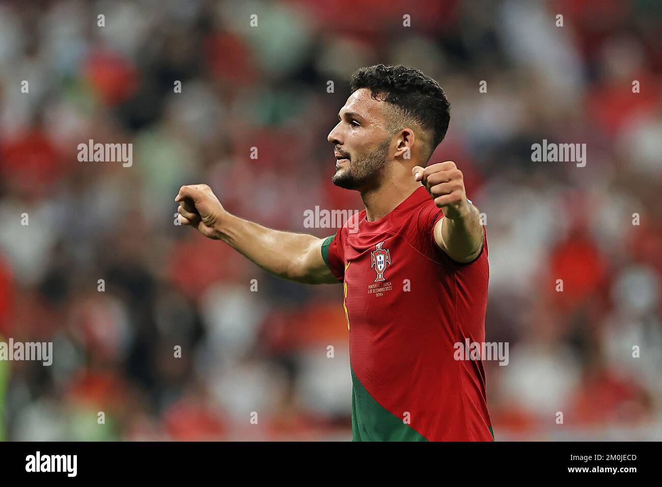 Gonçalo Ramos de Portugal lors du match de la coupe du monde de la FIFA, Qatar 2022, Round of 16, entre le Portugal et la Suisse, a joué au stade Lusail le 6 décembre 2022 à Lusail, Qatar. (Photo par / PRESSIN) Banque D'Images