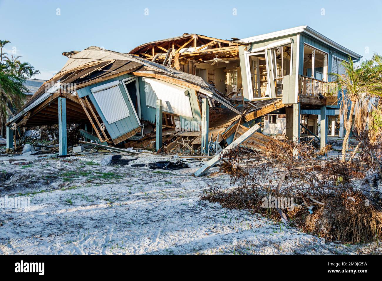 Fort ft. Myers Beach Florida,Estero Island Estero Boulevard,maisons maisons maison maisons propriété Hurricane Ian dégâts destruction endommagée débris détruits Banque D'Images