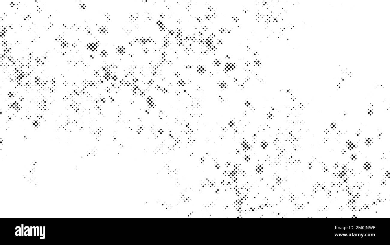 Grunge la texture demi-teinte. Spots et gouttes pixélisés à bande dessinée. Toile blanche et noire sale. Papier peint en pointillés. Vecteur Illustration de Vecteur