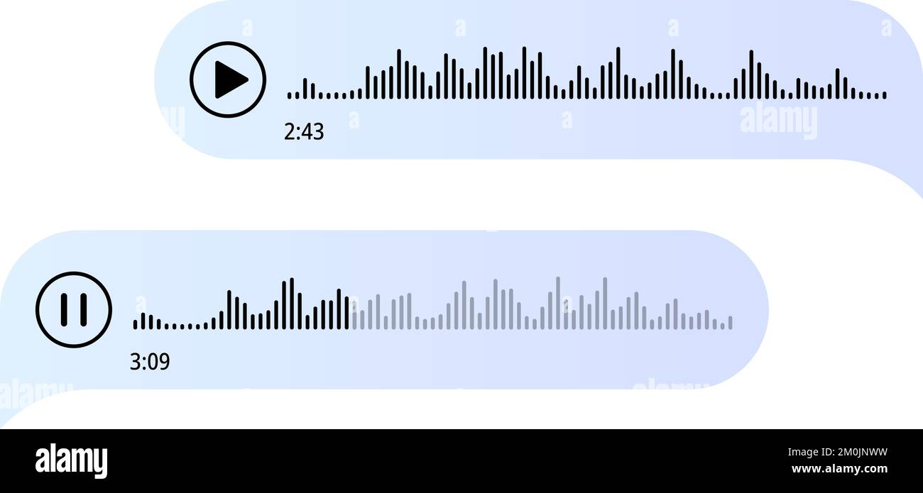 Messages vocaux. Bulles avec enregistrement audio. Concept d'interface utilisateur de Chat Messenger. Bulles de parole. Interface pour les enregistrements d'appels et de voix. Illustration de Vecteur