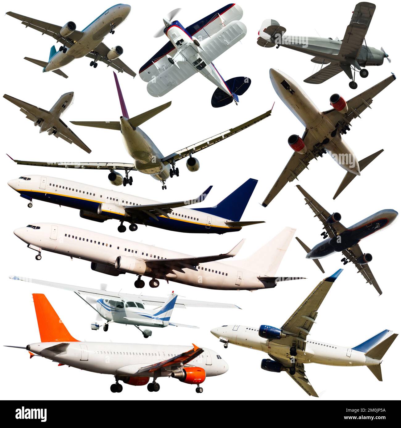 Avions de passagers isolés sur blanc Banque D'Images