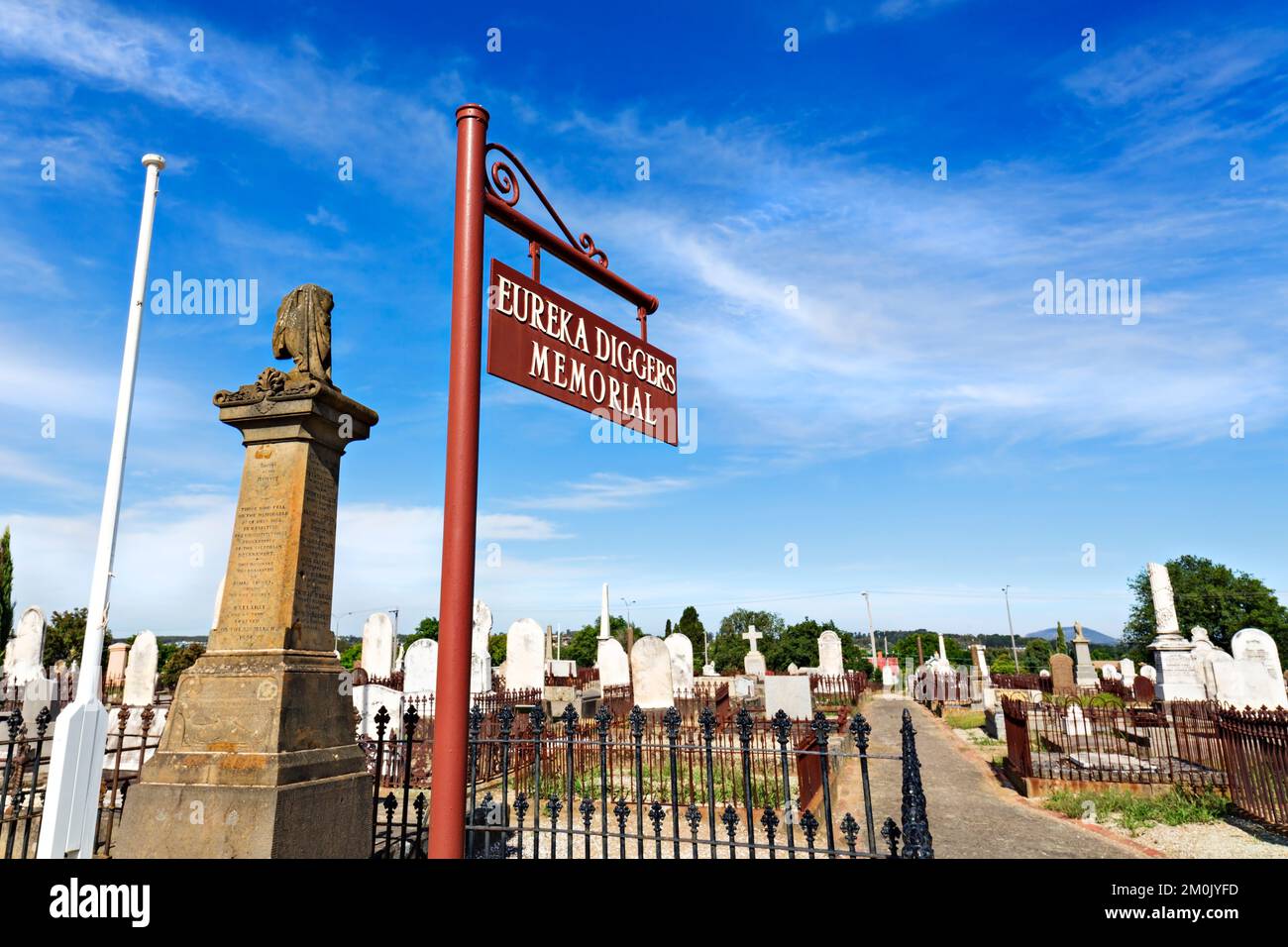 Ballarat Australie / le Mémorial des digeurs Eureka dédié aux chercheurs d'or tués lors de la bataille Eureka Stockade de 1854 à Ballarat Victoria Australie. Banque D'Images