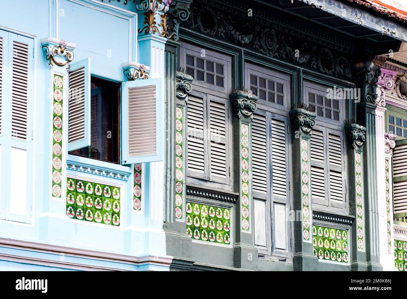 Boutiques conçues par Peranakan dans la partie orientale de Singapour Banque D'Images