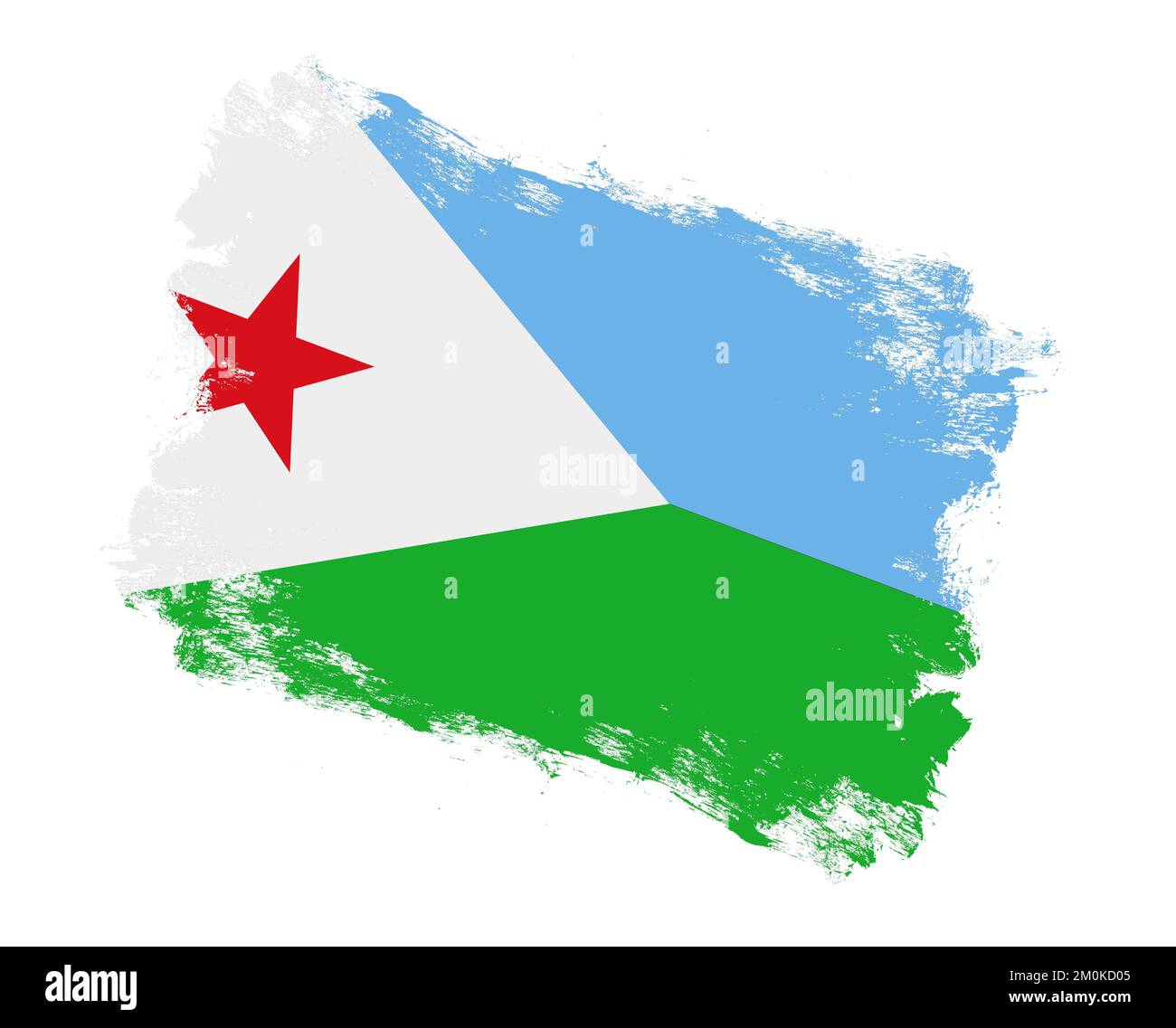 Pinceau peint drapeau de djibouti sur fond blanc Banque D'Images