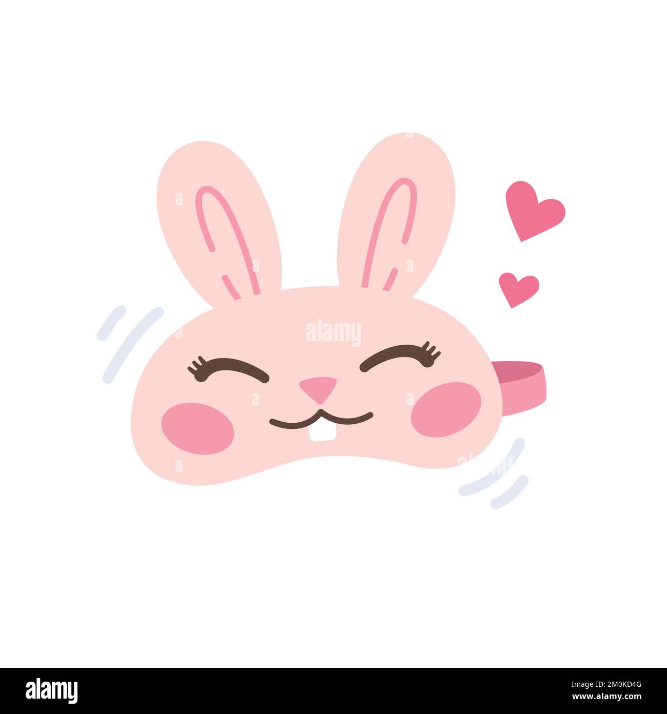 Masque de couchage pour enfants. Joli masque de lapin. Illustration vectorielle colorée. Masque rose pour les yeux de lapin pour les filles. Illustration de Vecteur