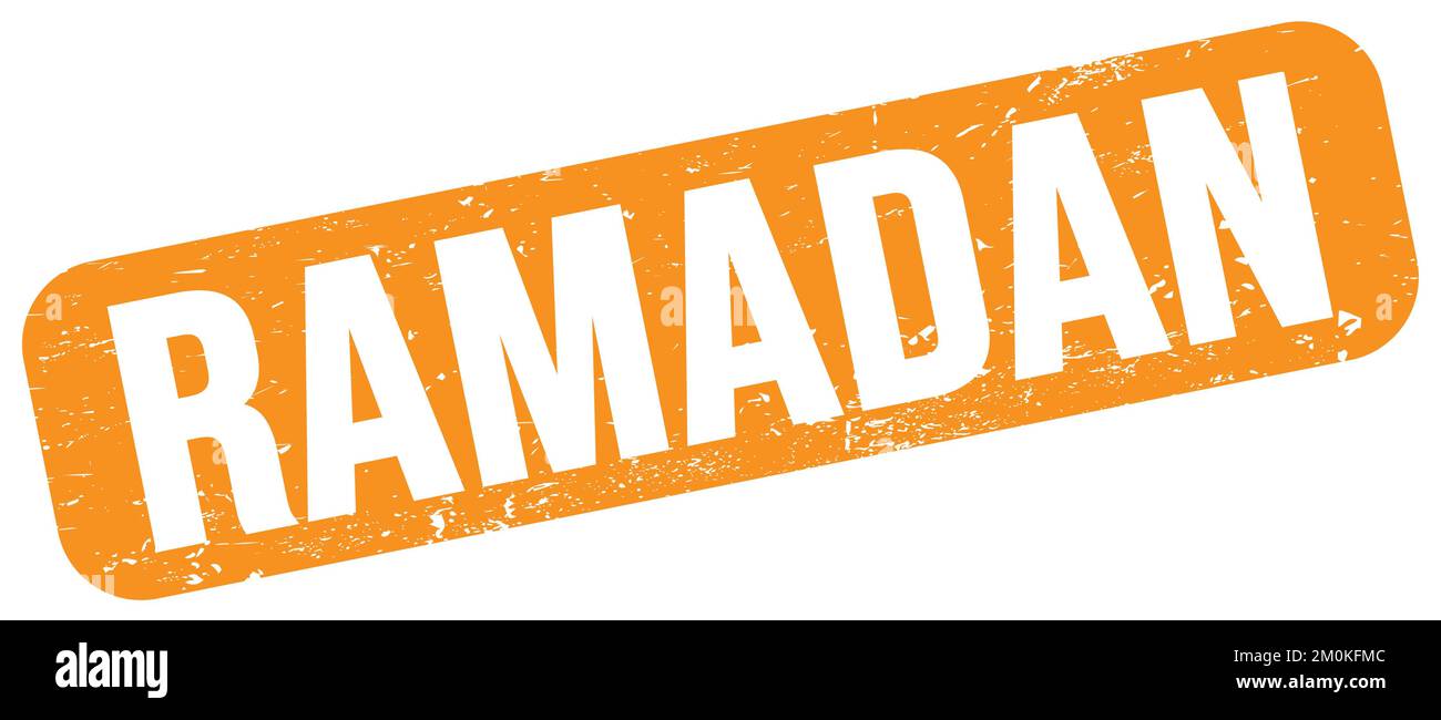 TEXTE DU RAMADAN inscrit sur le timbre orange grungy. Banque D'Images