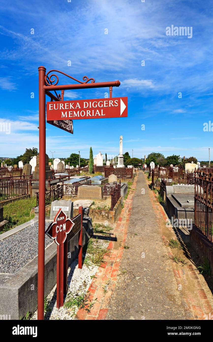 Ballarat Australie / pierres tombales et tombes au vieux cimetière de Ballarat. Banque D'Images