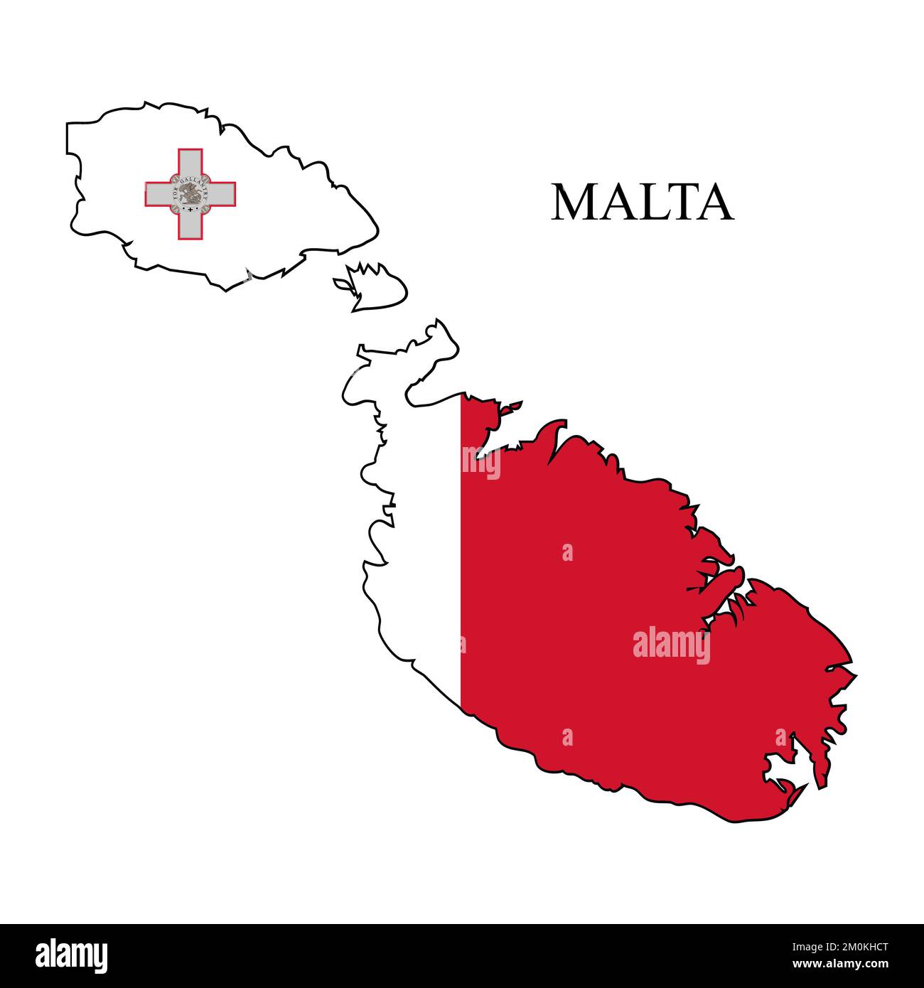 Illustration vectorielle de la carte de Malte. Économie mondiale. Pays célèbre. Europe du Sud. Europe. Illustration de Vecteur