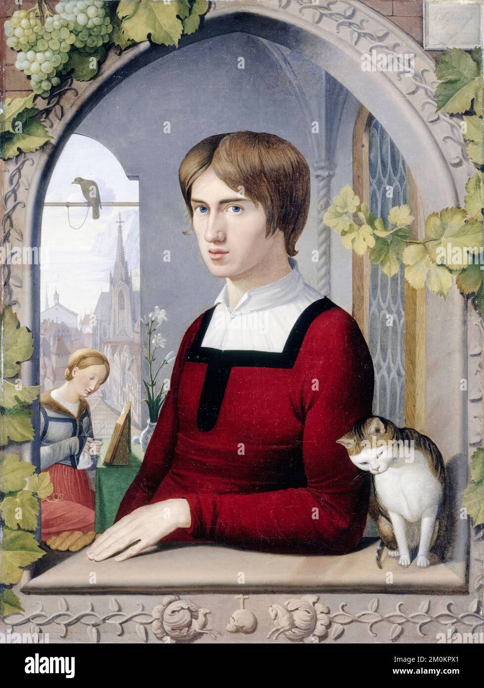 Franz Pforr (1788-1812) est un peintre du mouvement allemand Nazaréen, portrait peint dans l'huile sur toile par Johann Friedrich Overbeck, 1825 Banque D'Images