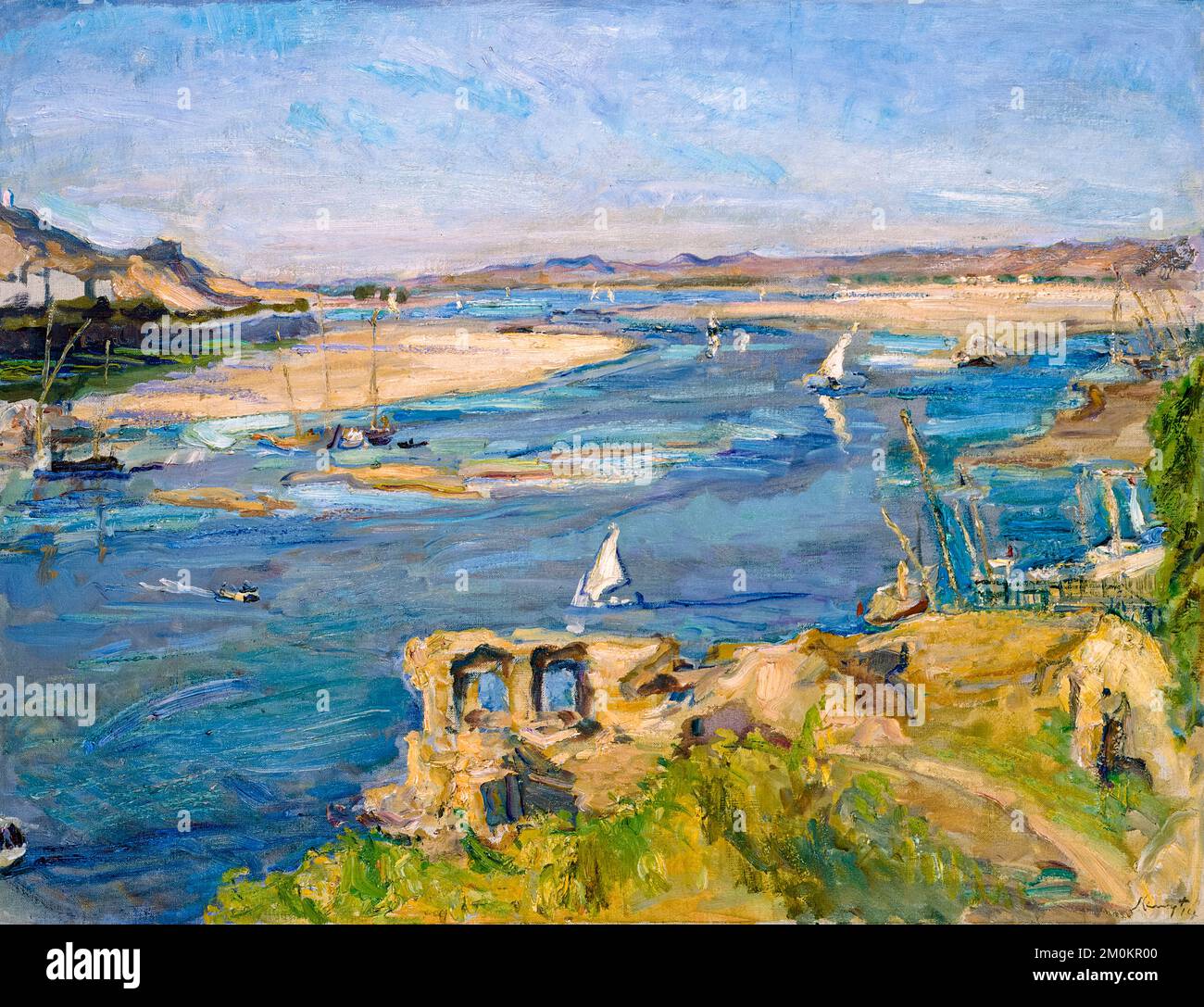 Max Slevogt paysage peinture, le Nil près d'Assouan, huile sur toile, 1914 Banque D'Images