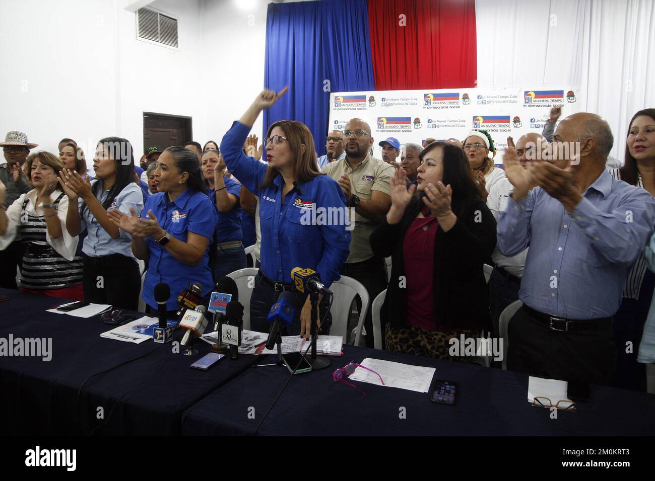 Non exclusif: 6 décembre 2022, Marcaibo, Venezuela: Le président du bleu béant Nora Bracho la direction exécutive régionale du parti des Nations Unies Banque D'Images