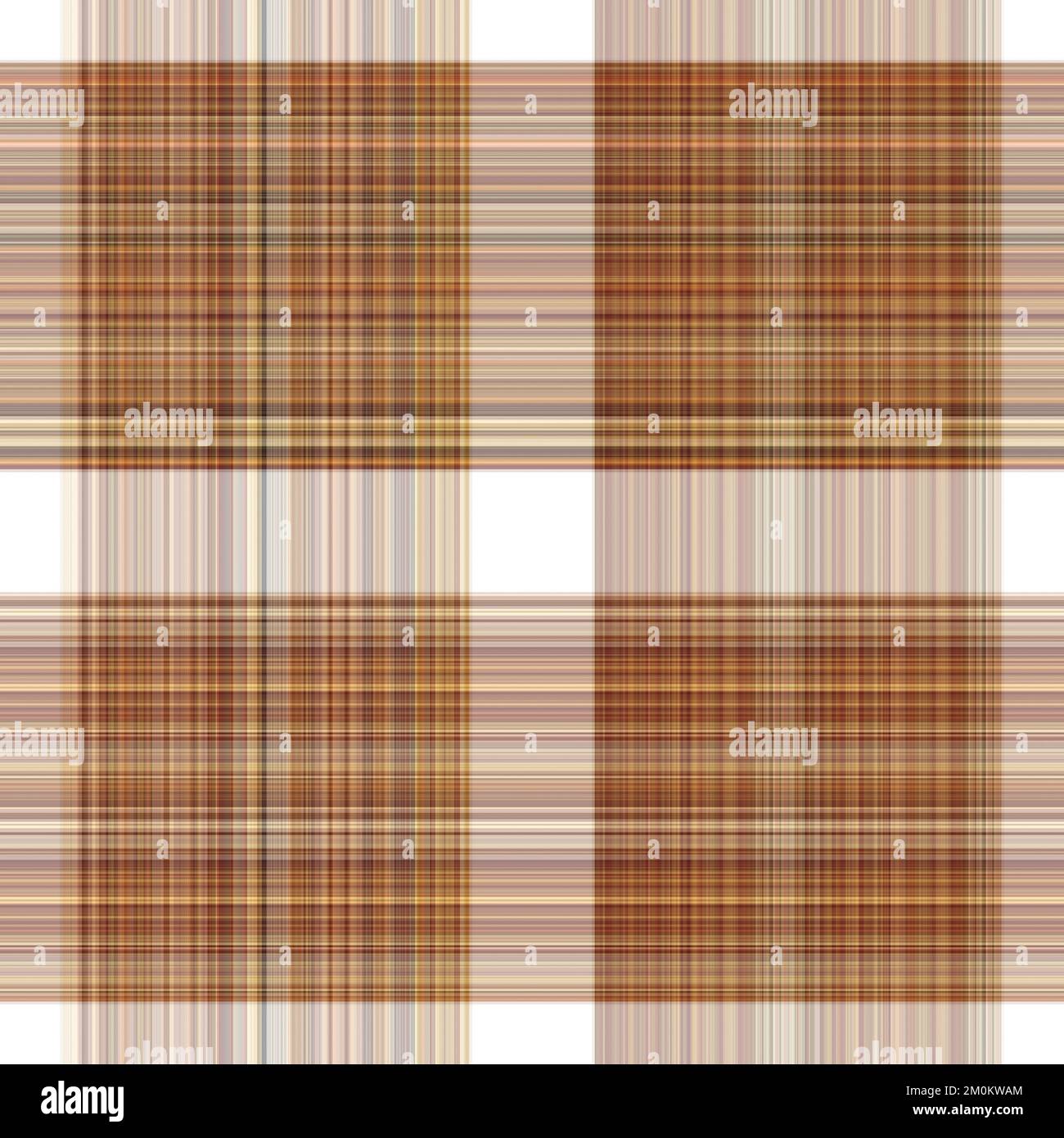 Tissu écossais blanc forêt à motif sans couture. Motif écossais de forêt automnale ton sur ton avec texture organique. Arrière-plan de bande orange pour papier peint rugueux. Banque D'Images