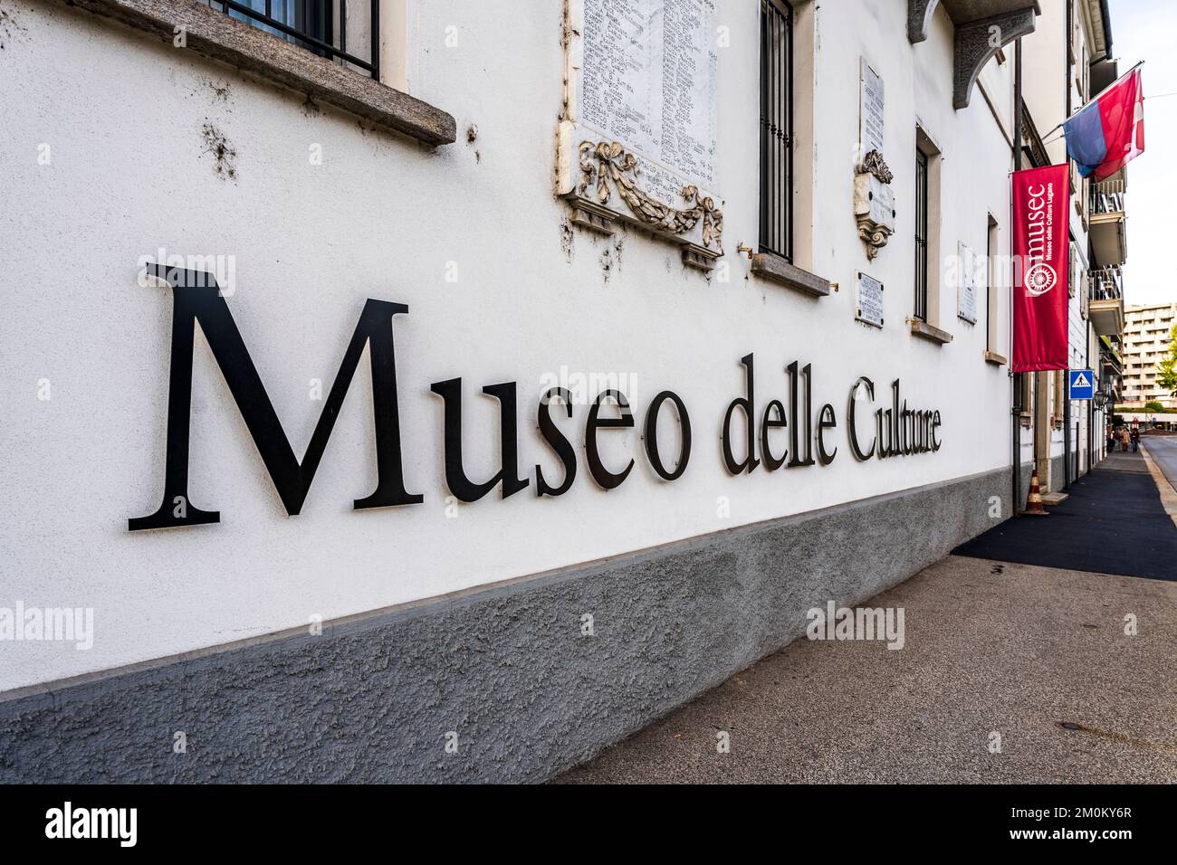 Vue extérieure du Musée Museuc (Musée des cultures), du centre d'exposition et de la galerie dédiée aux arts asiatiques à Lugano, Canton du Tessin, Suisse. Banque D'Images