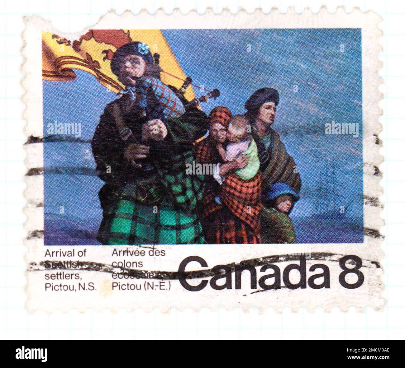 Photo d'un timbre-poste du Canada Bicentenaire de l'arrivée des colons écossais Pictou Nouvelle-Écosse 1973 Banque D'Images