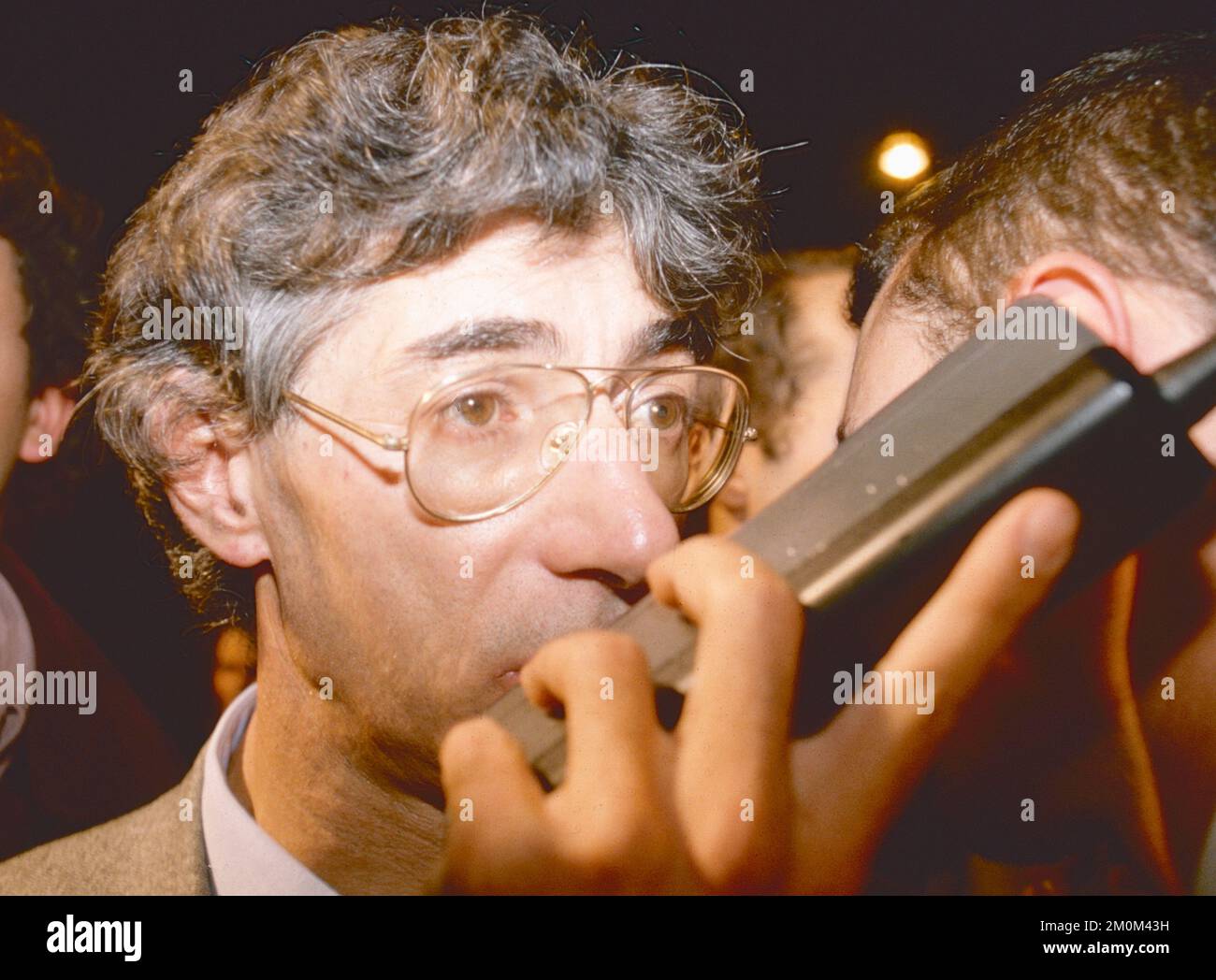 Les hommes politiques italiens Umberto Bossi à la Fête du Lega à Piper, Rome, Italie 1993 Banque D'Images