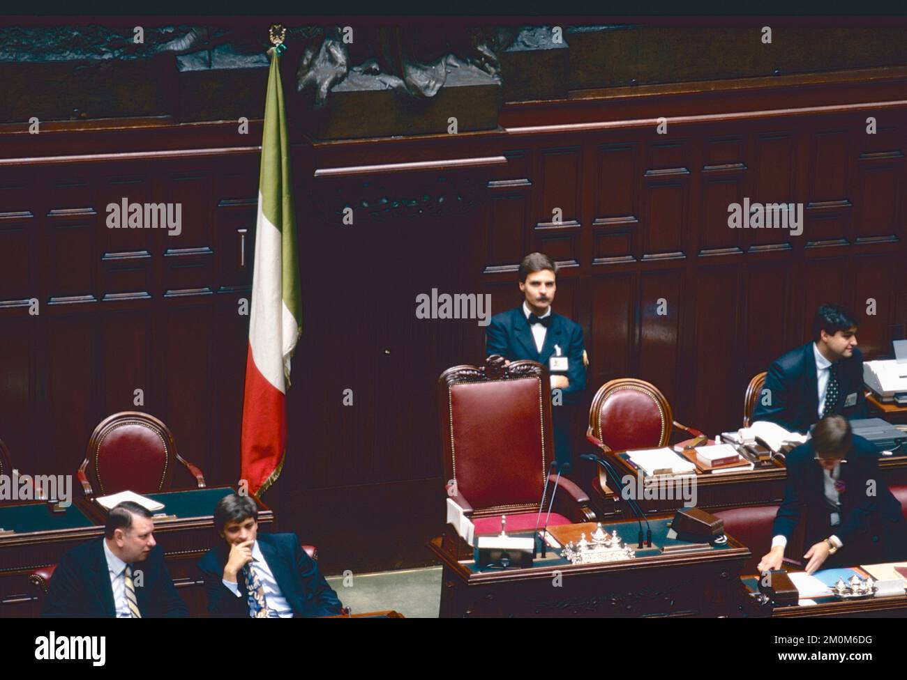 Le siège vide du Président lors du vote de défiance à la Chambre des représentants italienne, Rome, Italie octobre 1995 Banque D'Images