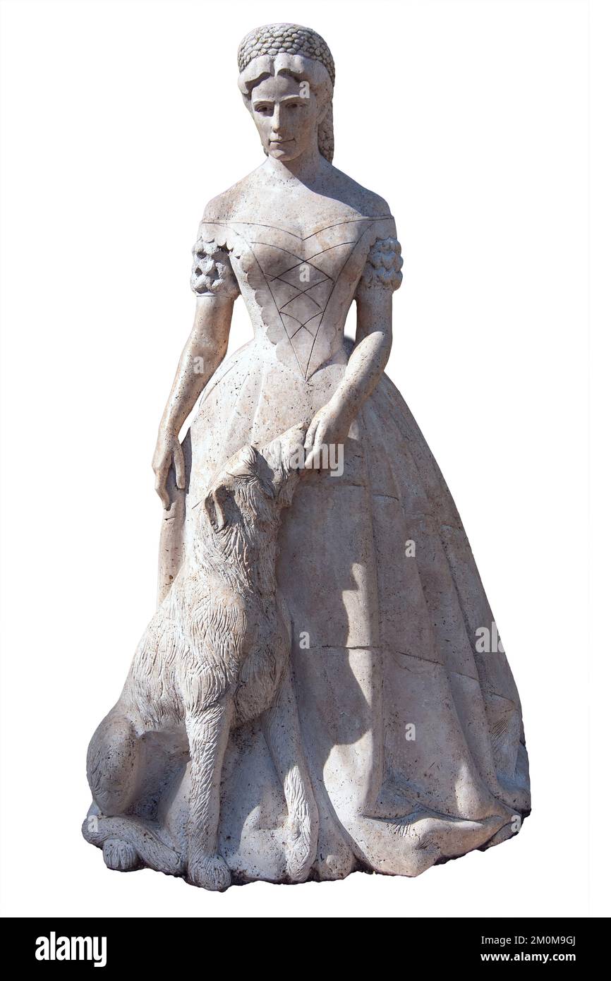 Découpe de la statue d'Erzsebet Kiralyne, 1837-1898, Keszthely, Lac Balaton, Hongrie. Reine Elisabeth de Hongrie, impératrice d'Autriche, qui était assas Banque D'Images
