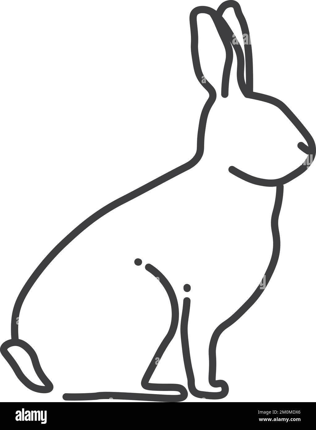Symbole de ligne noire de lapin. Icône animal lièvre Illustration de Vecteur
