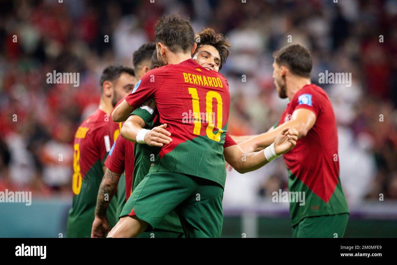 Doha, Qatar. 6th décembre 2022. Joao Felix (Portugal), Bernardo Silva (Portugal) Portugal - Suisse Portugal - coupe du monde 2022 au Qatar 06,12. Banque D'Images