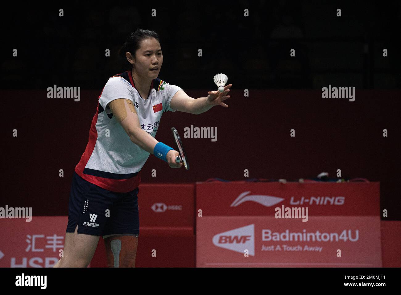 Bangkok, Thaïlande. 07th décembre 2022. Zheng Yu, de Chine, vu en action lors de la double Badminton féminin aux finales du Tour mondial HSBC BTW 2022 au stade Nimibutr à Bangkok. Résultat : Chen Qing Chen et Jia Yi Fan remportent Zhang Shu Xian et Zheng Yu 2-1 (21-18, 17-21, 21-14) Credit: SOPA Images Limited/Alamy Live News Banque D'Images