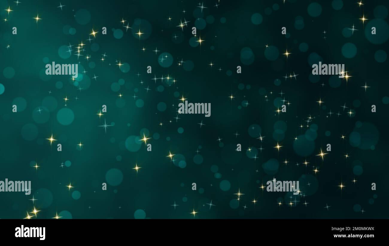 Arrière-plan des fêtes vertes. Fond vert avec motif à paillettes à pois et particules. Banque D'Images